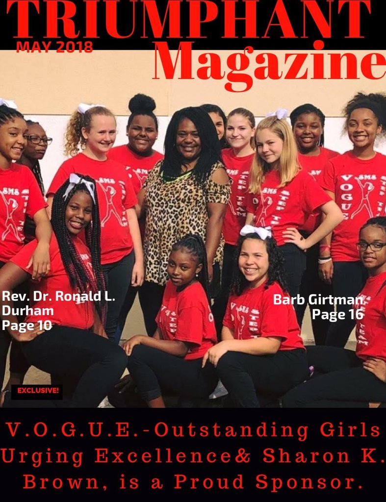 Sharonbrownpro1's tweet photo. Southwestern Middle School V.O.G.U.E. Girls make the cover
Of Triumpant Magazine!@EstelleCallaway @Smsvcs1 @inspiredAP @FLRichter https://t.co/QYW9qXGz5o