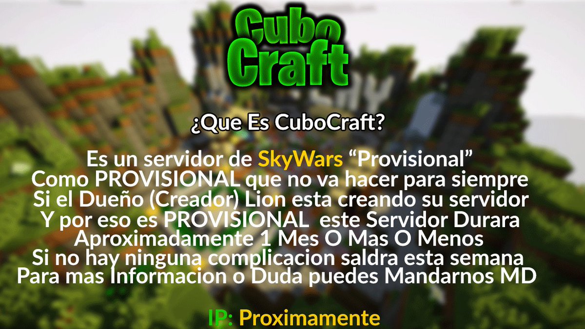 CuboCraftMNT's tweet photo. Si Se Preguntaban Aqui Esta La Respuesta 
¿Que Es CuboCraft?
Se Ha Cambiado El Nombre Del Servidor
Antes "CubitoCraft" 
Ahora "CuboCraft"

Para Mas Informacion O Duda Puedes Mandarnos MD Te Responderemos Lo Mas Pronto Posible https://t.co/5qHFtTcoC6