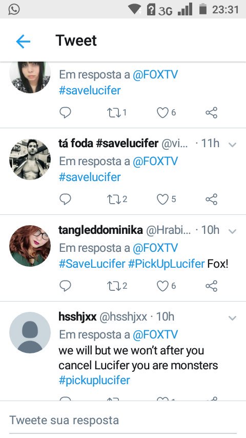 scarstaires's tweet photo. É incrível que vc entra no twitter da fox e todas as respostas nos Tweets deles é sobre Lúcifer #RenewLucifer https://t.co/DsVHrvJjUi