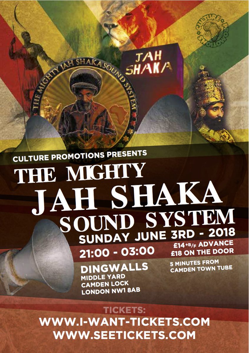 DubListings's tweet photo. 03.06.18 The mighty @JahShakaMusic #SoundSystem returns to #London for another #Dub #Reggae session at @DingwallsLive #Camden by popular demand for a night of spiritual vibes from old to new. Tickets > https://t.co/xD8VSF39jz https://t.co/lD3tzbRGl9