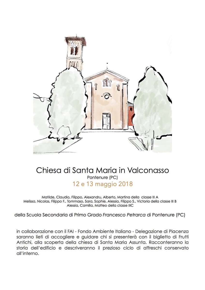 Alunni delle classi terze #iccadeoponte oggi Ciceroni per il FAI <a href="/Fondoambiente/">FAI</a> fruttiantichi.net/piacenza/ sinergie #territorio #FruttiAntichi
