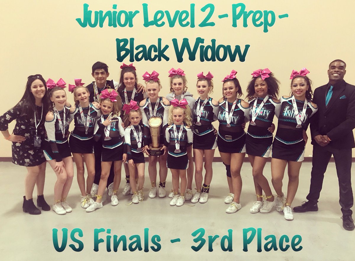 infinitygdc's tweet photo. Our J2 team - Black Widow took 3rd at the US Finals in Las Vegas today!!! So proud of these girls and boy and all of their hard work!!! Great job everyone!!!! #infinity #infinitycheer #varsitycheer #cheer #blackwidow #southpointhotelandcasino https://t.co/sQDMn7pSy8