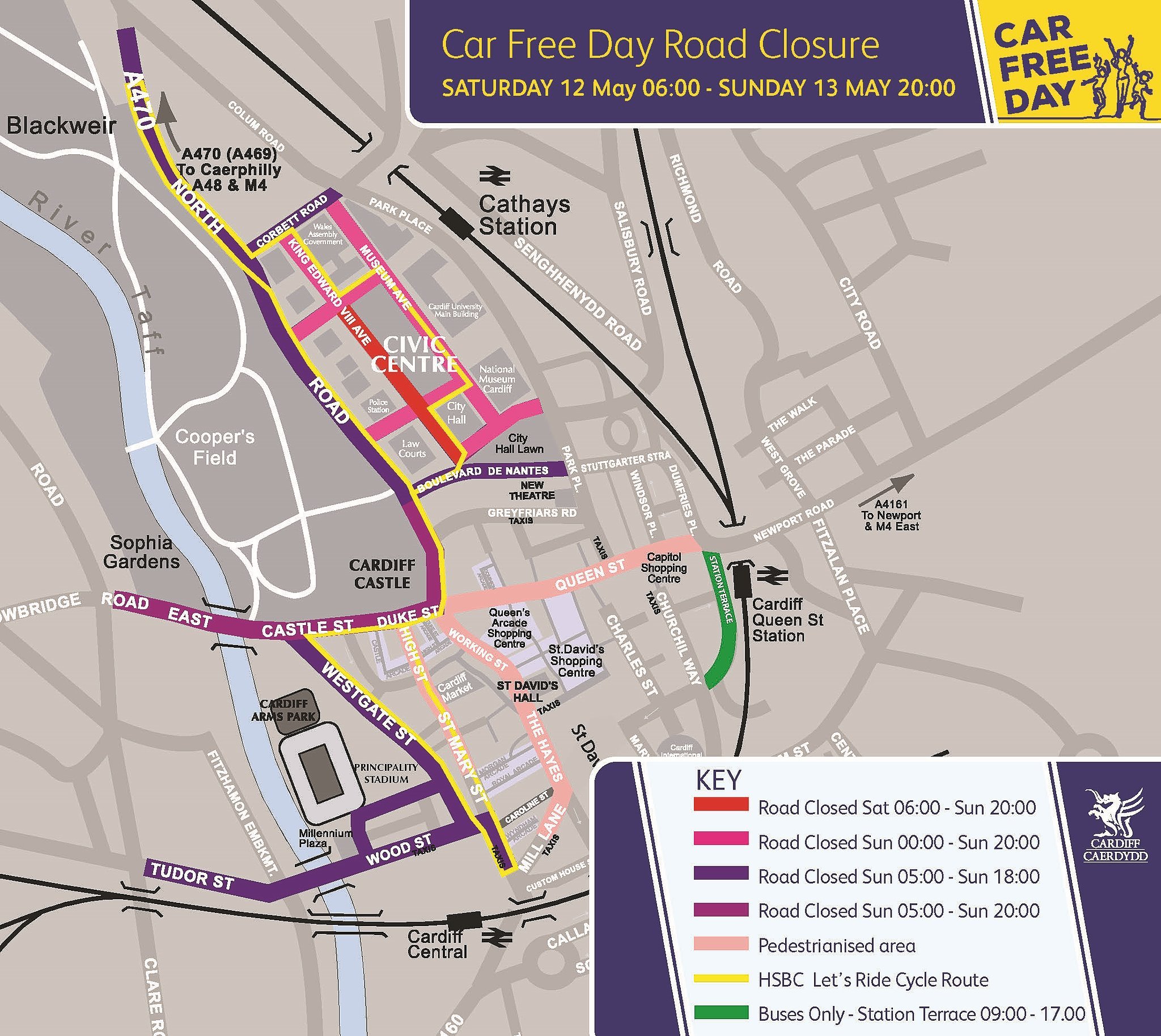 Cardiff city centre road closures in place