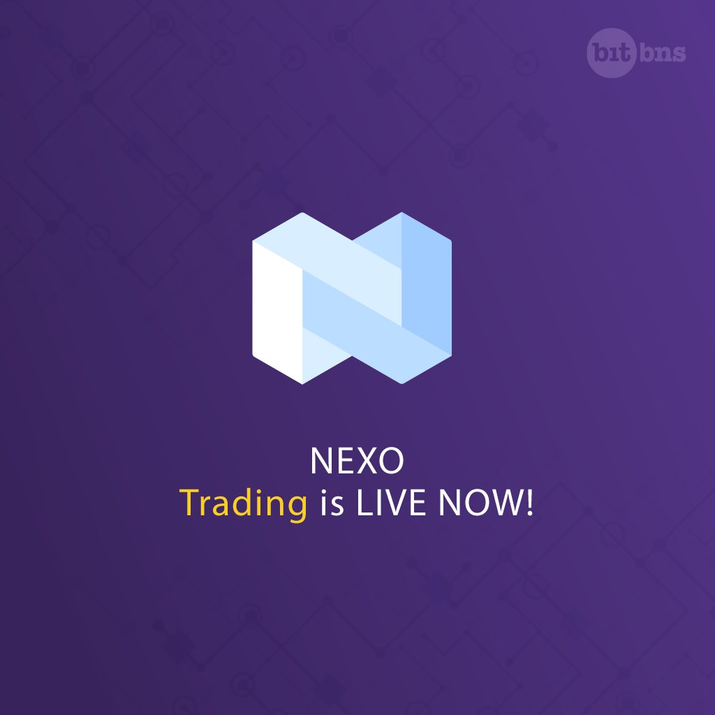 bitbns's tweet photo. #Nexo trading is live Now!

Buy &amp; Sell #Nexo only on Bitbns

India's only platform to trade 40 digital assets. #Blockchain #CryptoFever
#CryptocurrencyHiSahiHai https://t.co/zm9j2ZbkSs
