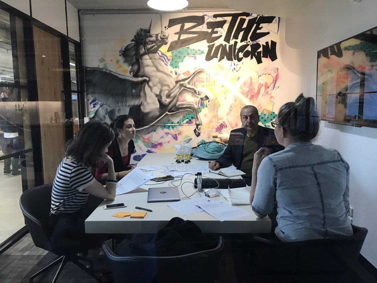 australia_tsn's tweet photo. Our judges Adam Slonim, @MishManners, @AmyFrangos and Katherine Barrett finalising the winner of the #GUDHackathon @CreativeCubesCo #auto #tech #startupvic #startupaus https://t.co/hvIq0d3OT5