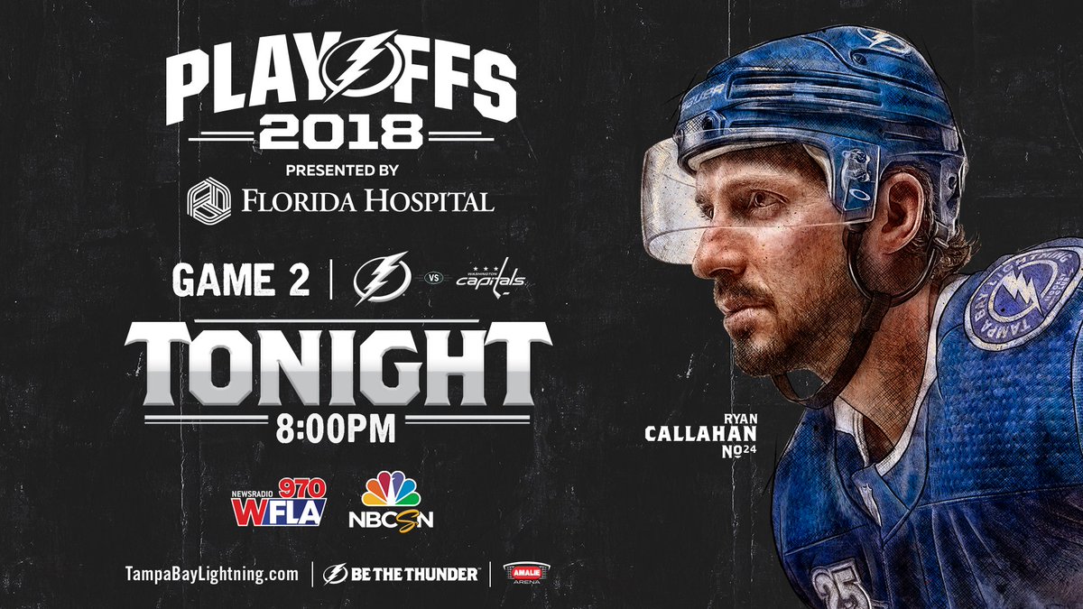 TBLightning's tweet photo. GAME DAY! ⚡️ We’ll look to even up the series at one tonight in Game 2 of the Eastern Conference Final. #TBLvsWSH 

📝: https://t.co/2kIwS7fZUv https://t.co/N4c2tYSsdg