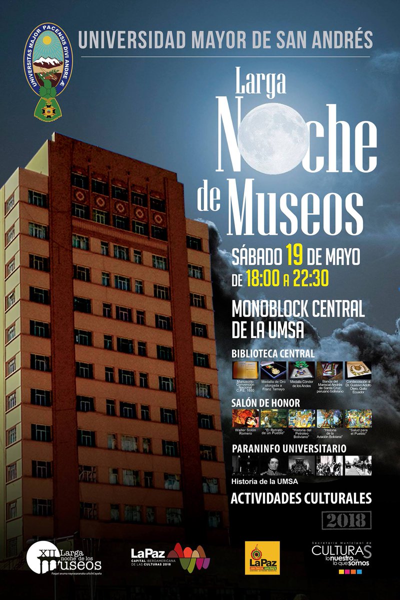 UmsaLaMejorOf's tweet photo. #Invitación >>División Cultura y Artes UMSA
El Monoblock de la UMSA, será parte de la XII... https://t.co/WcVpYFTdaV https://t.co/LhbInMdlwM