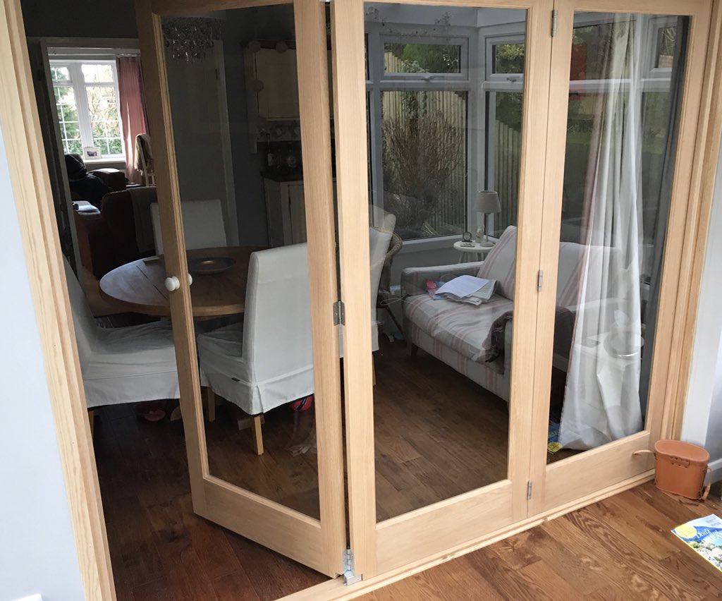 MarkProServices's tweet photo. Folding doors installed for client in #TunbridgeWells after we laid new laminate flooring #carpentry #flooring #joinery https://t.co/1QigvqXnZu