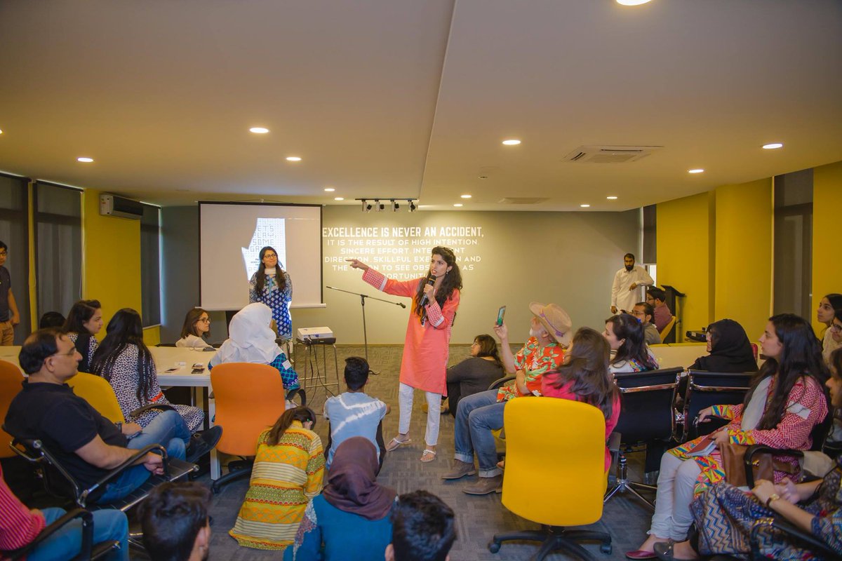Sadia_Bashir1's tweet photo. in April was invited to speak at @CM_Islamabad on their global monthly theme "Games". I discussed behaviour in games and real life. It was a wonderful gathering. Thanks to CMs! #collaborativelearningexpereince #GameDev #breakingsteriotypes #WomeninTech #Enterprenure #ForbesU30 https://t.co/7fEPrzdaMX