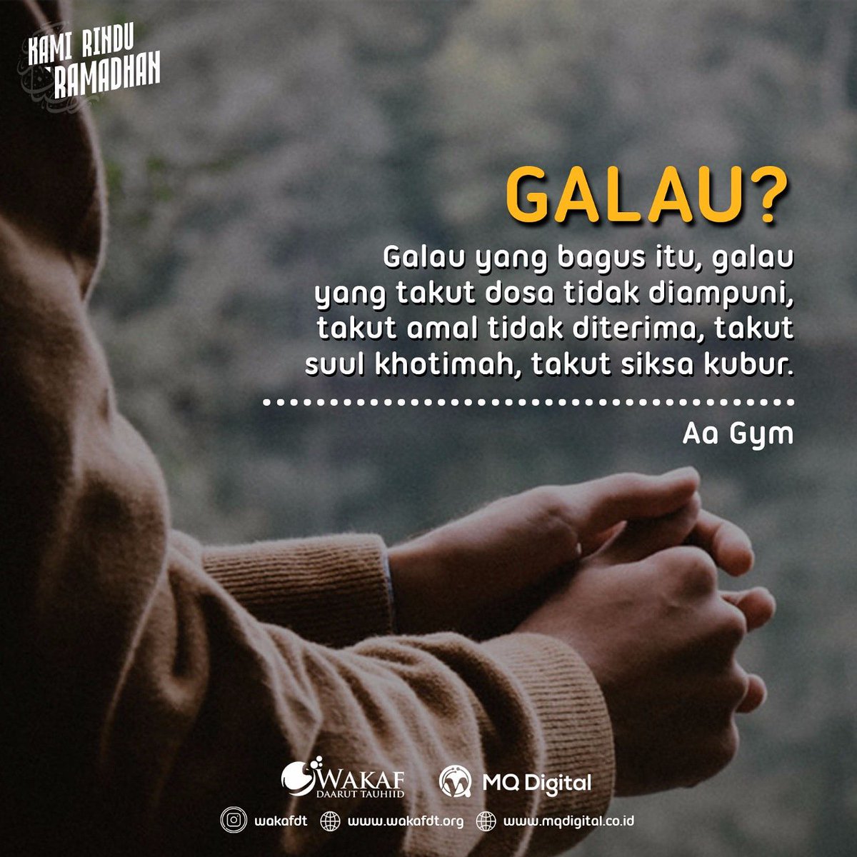 aagym's tweet photo. Kalau Galau,  langsung Inget Alloh, bukan ingat bikin Status. 
Karna Hanya Alloh yang bisa Menolong 

*** https://t.co/7wzDSdvUZd