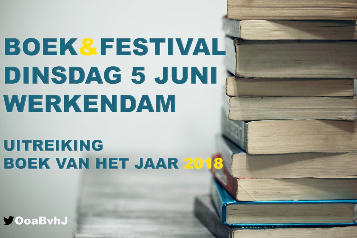 Kom 5 juni naar het Boek&amp;Festival! Alle auteurs van de eerder geselecteerde shortlist verzorgen een workshop tijden het festival (bekijk de shortlist hier> ow.ly/VlHu30jRFtX). Ook wordt de prijs Ooa Boek van het Jaar 2018 uitgereikt! Geef je hier op> ow.ly/Ths630jRFuF