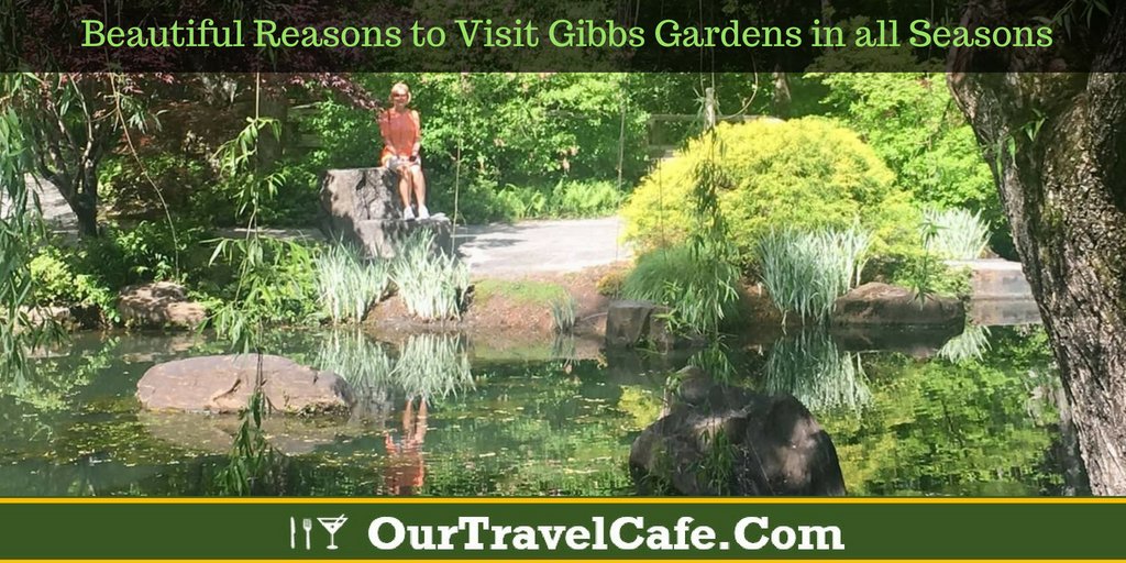 Happy #MothersDay to all the moms out there, especially my wife and mother of our 4 kids. Here, she's enjoying a peaceful moment at Gibbs Gardens. #Travel is one of our avocations and our #Blog records some favorite times: ourtravelcafe.com/blog/
