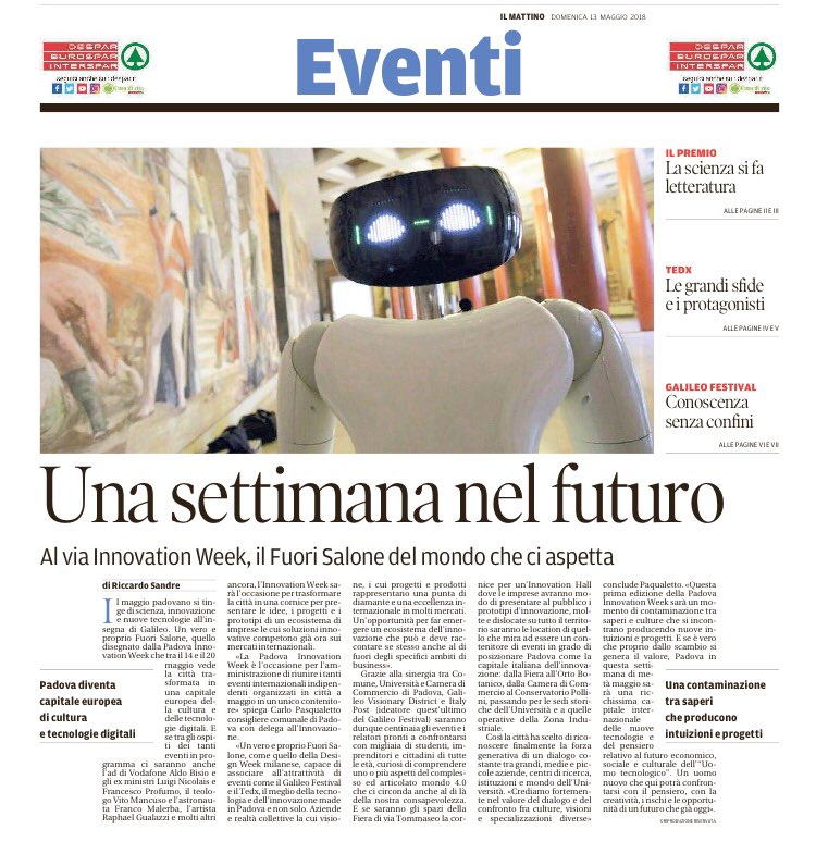 GalileoFest's tweet photo. Da non perdere oggi su @mattinodipadova @nuova_venezia @tribuna_treviso @CorriereAlpi lo speciale dedicato a #GalileoFestival @PremioGalileo18 @TEDxPadova: approfondimenti sui protagonisti e programma completo #Padovainnovationweek https://t.co/LtX6l9h0yX