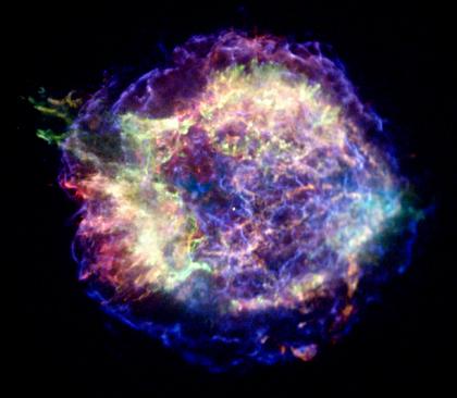 Xavi_Bros's tweet photo. Reported a type II #supernova explosion with a progenitor metallicity of only ≤10% and with a mass of 17–25 suns. The light curve was a normal plateau one. The first example of a low-metallicity high-mass progenitor for a type II SN: https://t.co/COdHgcYPn9. Image: Cas A CHANDRA https://t.co/lUvgi0pMIt