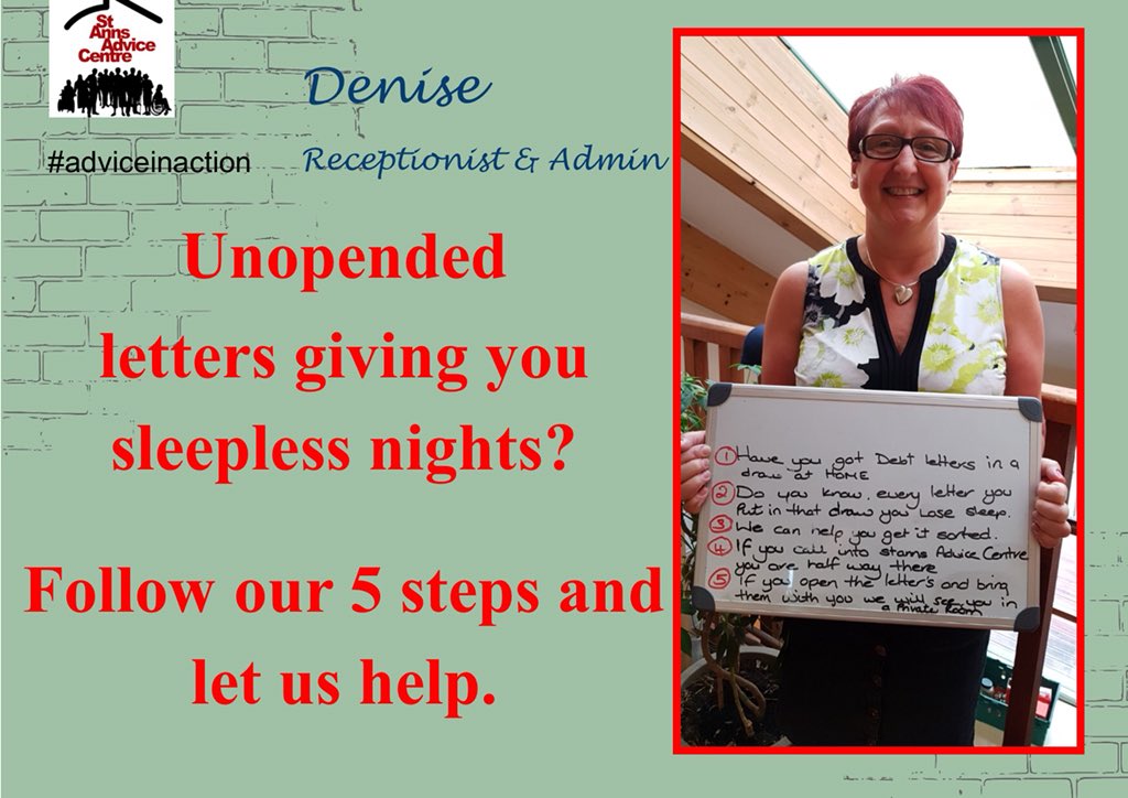Wk 7 of #adviceinaction.              Meet Denise from our reception. Every week she is presented with piles of unopened letter. Giving huge stress and sleepless nights to our clients.
