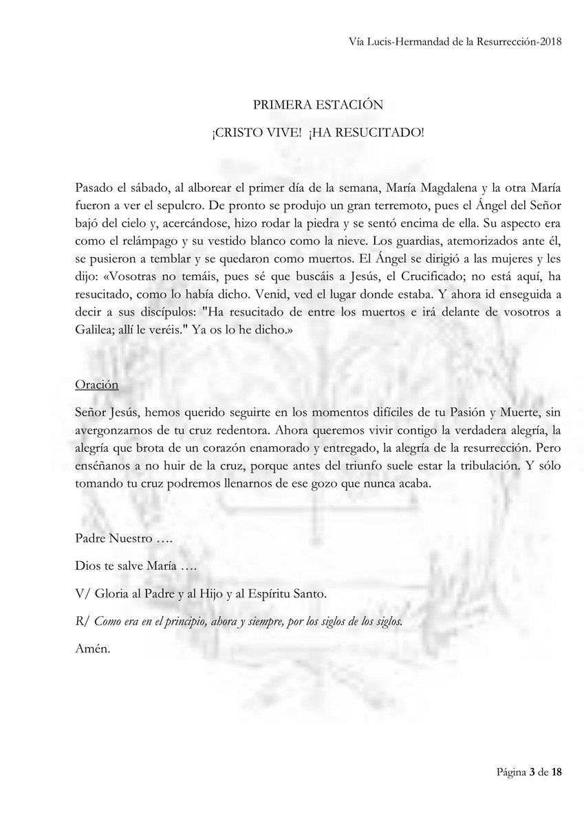 ResurrecionSFdo's tweet photo. TEXTOS DEL VÍA LUCIS CON JESÚS RESUCITADO (I) https://t.co/f3RMl7VS5U