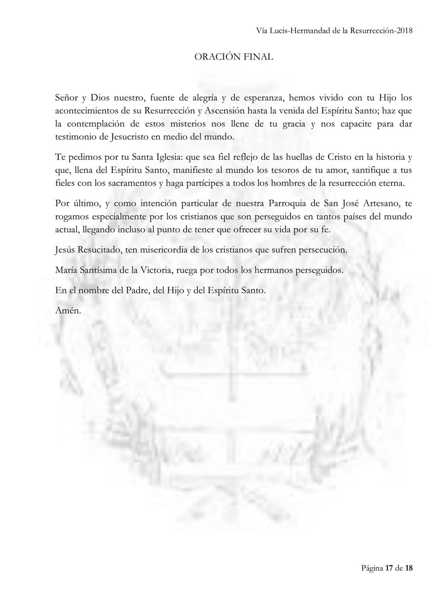 ResurrecionSFdo's tweet photo. TEXTOS DEL VÍA LUCIS CON JESÚS RESUCITADO (VI) https://t.co/pmvHz2srPR