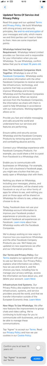 johnnyryan's tweet photo. Whatsapp's new #GDPR terms of service are impossible to read on the scroll screen... 
So I stitched it all together into one 5000 pixel image. 
I ran OCR too, so here is the text version. 
https://t.co/AD7Nt4PUhd https://t.co/Z85i4QYrf1