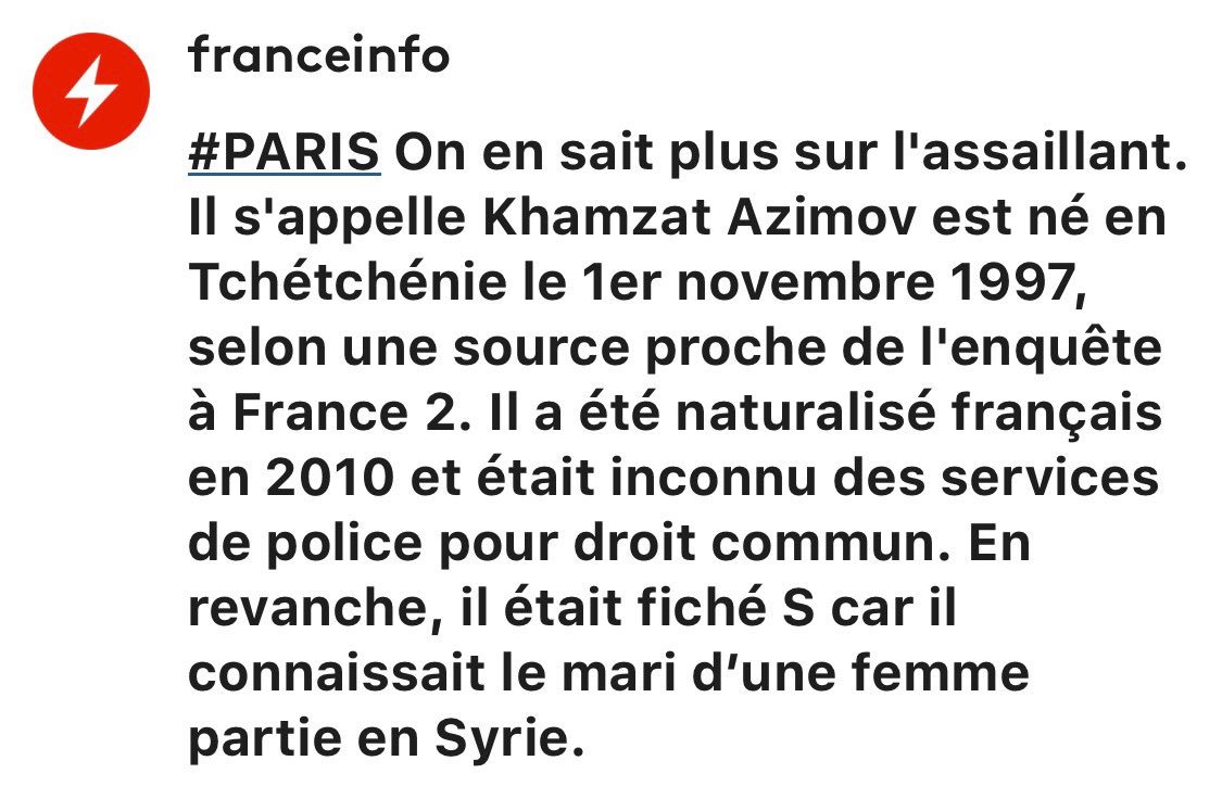 OuchikhKarim's tweet photo. Le profil du terroriste islamiste de la rue #Monsigny condense  à la perfection les 3 défaillances de notre législation actuelle que le gvt #Macron refuse de corriger :
- l’accès à notre territoire 
- l’acquisition de la nationalité française 
- la gestion du fichier S
#Laxisme https://t.co/xf6fQbhL3z