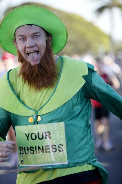 LarryLeprechau's tweet photo. So despite having 15 pints in me from Friday, I did complete the @parkrunIE around @MalahideCC yesterday morning just 7 seconds shy of my PB. Not the first time I have run in costume. #IREvPAK #sub28 https://t.co/5UVXCO2ISC