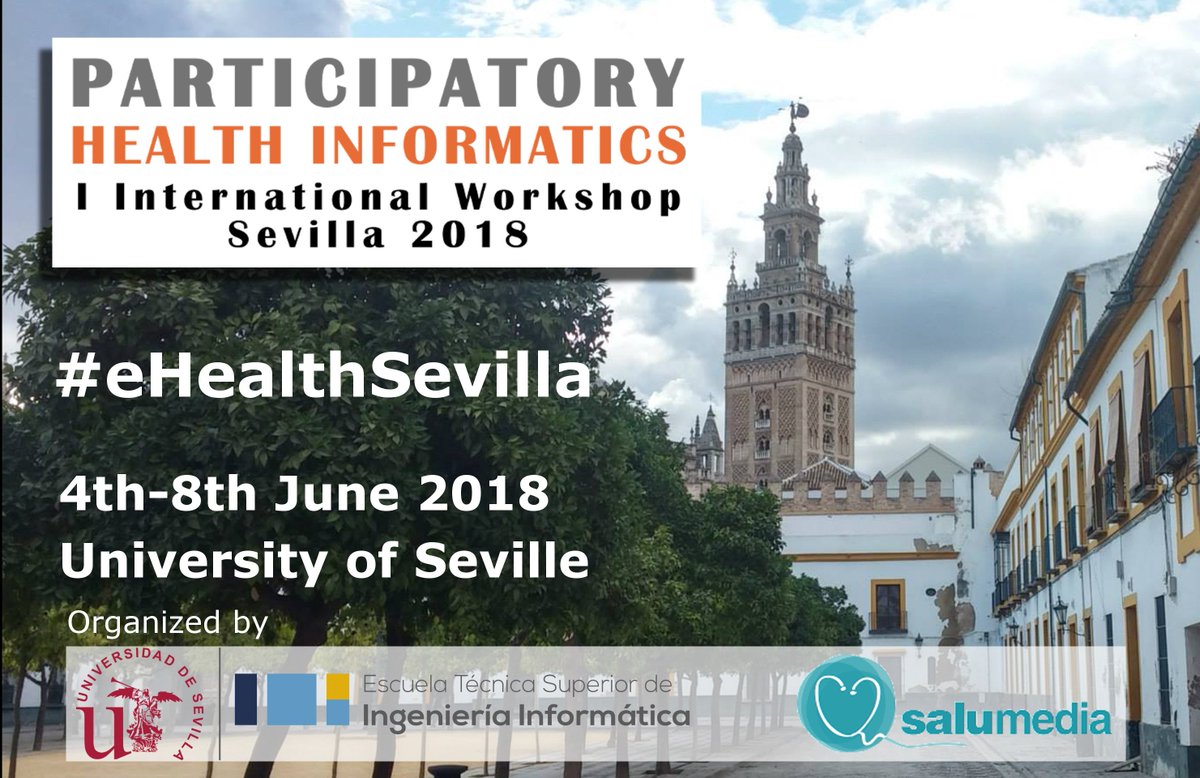 salumedia's tweet image. Si te interesa la #SaludDigital y eres estudiante de doctorado o con título de Master, no te pierdas el I International Workshop on Participatory Health Informatics. ¡Regístrate ahora y aprovecha hasta un 𝟑𝟎% 𝐝𝐞 𝐝𝐞𝐬𝐜𝐮𝐞𝐧𝐭𝐨! ▶️eventbrite.es/e/participator… #eHealthSevilla