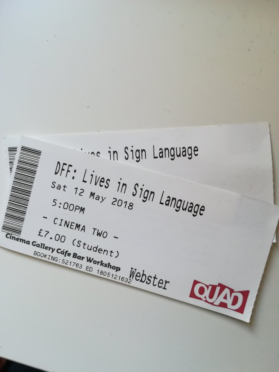 kmwebst's tweet photo. After submitting my dissertation about BSL on Friday, it was wonderful to celebrate it last by celebrating films in Sign Language last night! #livesinsignlanguage #quadcinema https://t.co/mcEXDwAmUM