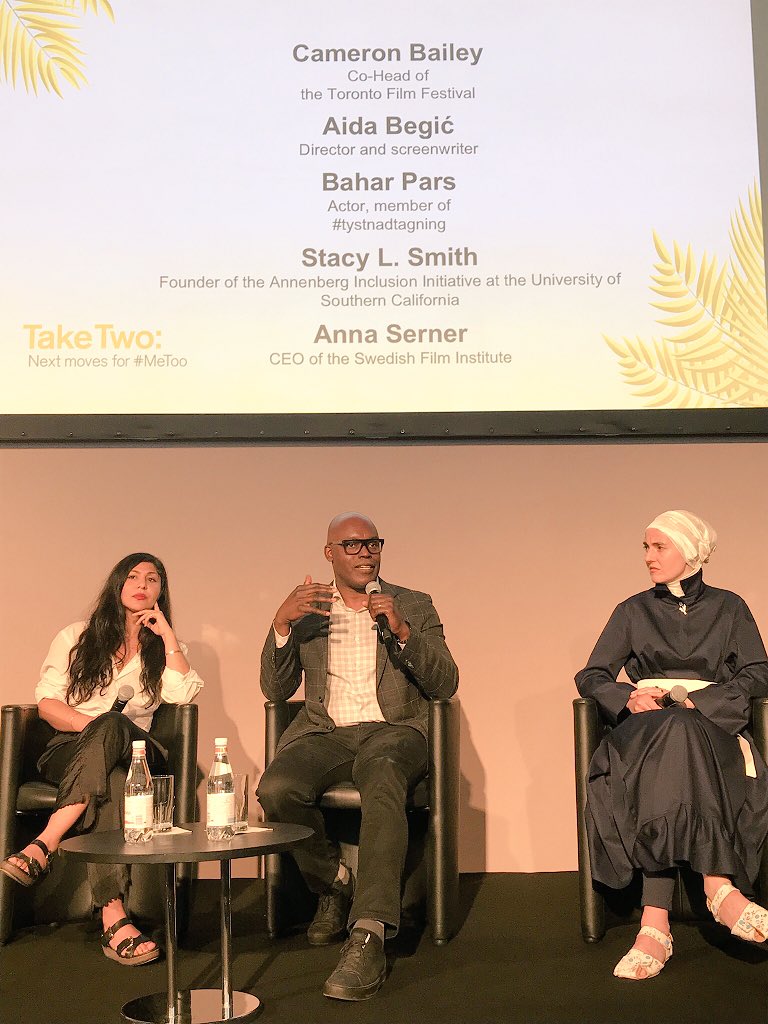 AmbVWD's tweet photo. ´Si vous êtes un décideur et que vous avez la possibilité de recruiter une femme, faites-le! La diversité est toujours enrichissant - c’est la clé du success!’ - selon #CameronBailey @cameron_tiff #Metoomovement #Cannes2018 #Taketwo @AnnaSerner @MarleneSchiappa @HudonIsabelle https://t.co/apDsldLBi6