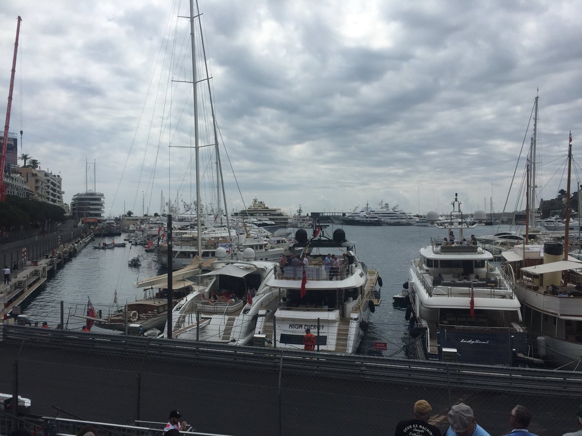 RobCock1978's tweet photo. Our final day of the #Crumball rally and we are at Monaco for the historic Grand Prix. Some rather pricey looking yachts in the marina and all probably too large to cut up and bolt to a VW Polo! https://t.co/csOEHMy4oC