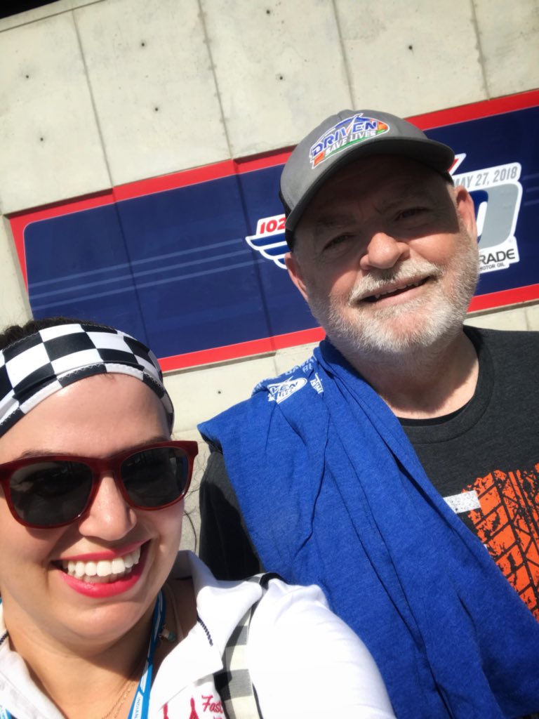 aahilliker's tweet photo. Dad and I doing the #TrackSelfie at the @IMS on Saturday. 
Want to win a ticket to carb day? tweet out a #trackself (with the hashtag) from the track this year and tag @FastCarsin317 and you could win!! (winner chosen 5/21) https://t.co/MjrbcLR346