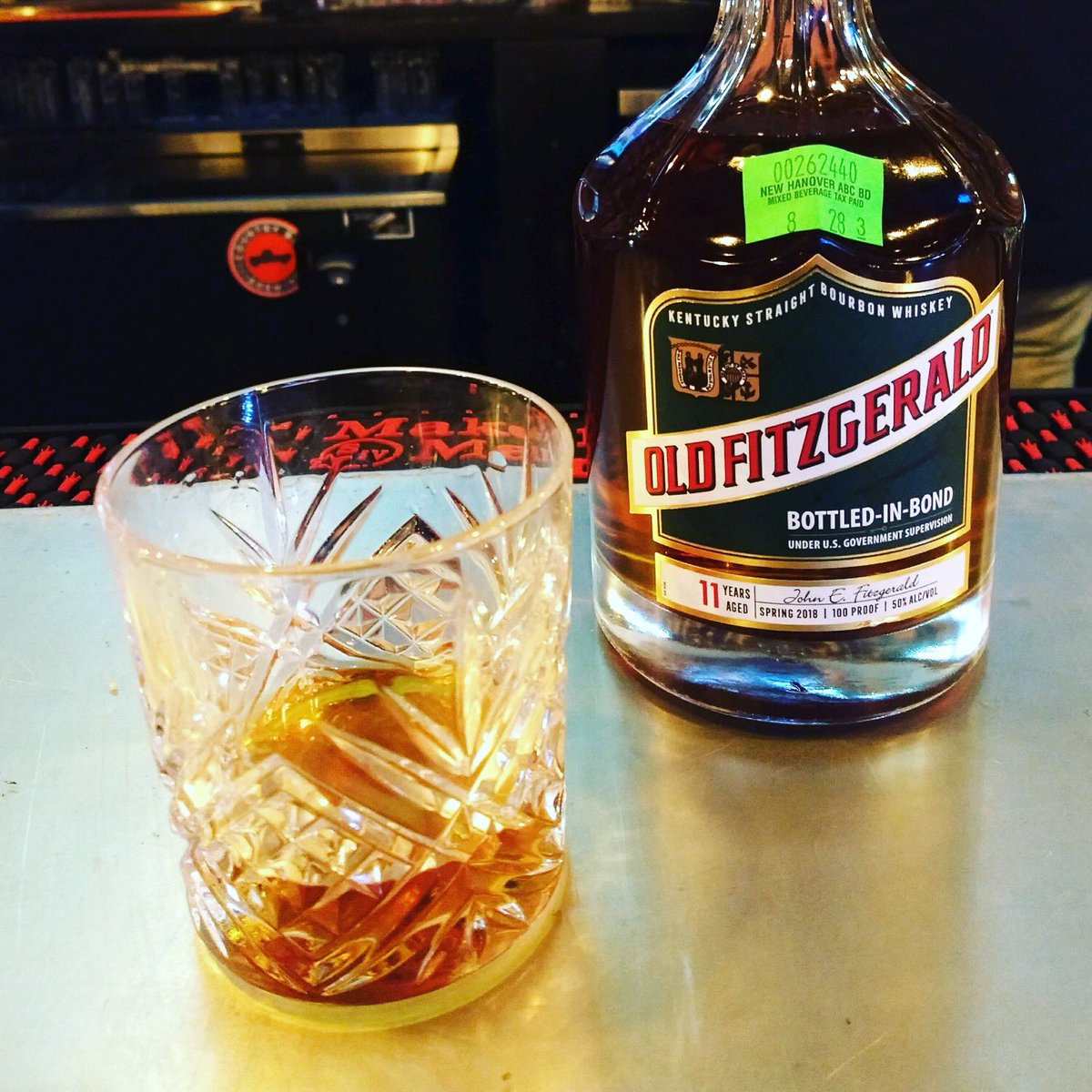 RebellionNC's tweet photo. We snagged a bottle of a rare Old Fitzgerald 😍 #heavenhill #oldfitzgerald #bottledinbond #ncbourbonbar https://t.co/7HPO5MuYeV