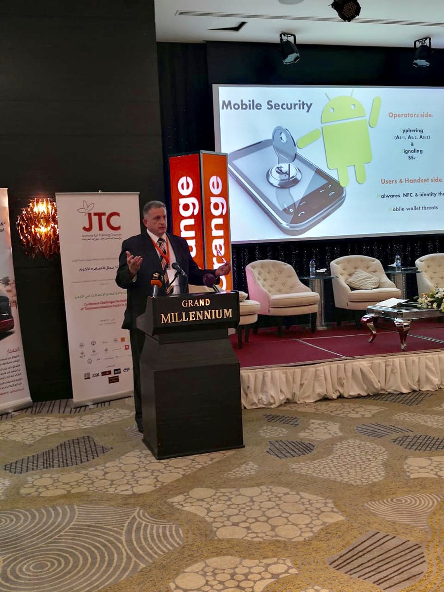 jerome_henique's tweet photo. Part of our participation in the “Challenges of the Reality of Telecommunications Sector in Jordan” Conference, where we presented #Orange4GPlus services and the future of mobile networks in addition to showcasing our cyber security solutions. https://t.co/P4Jrj8ilLz