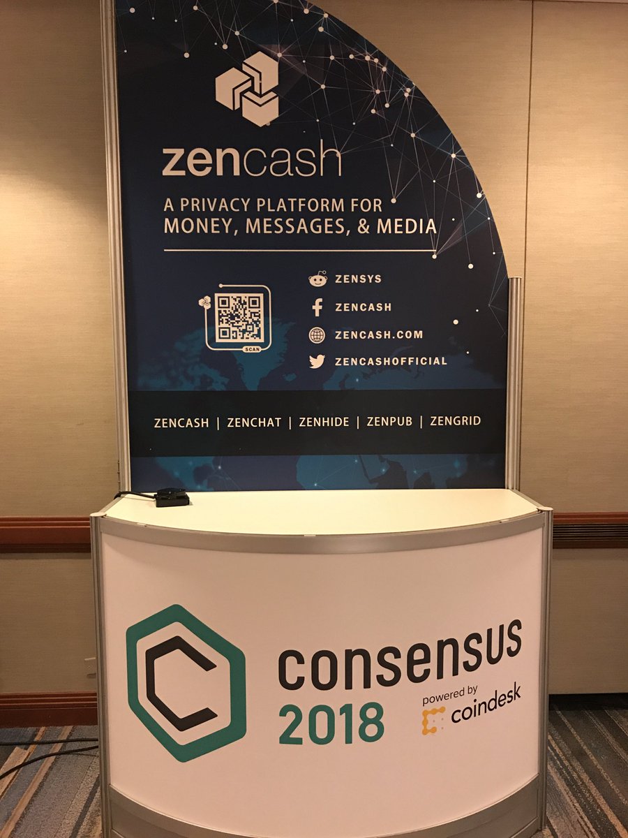 naomibrockwell's tweet photo. @zencashofficial @robviglione Oh hi there consensus @zencashofficial booth! Looking forward to saying hi in person! @coindesk https://t.co/YuiaYIWYzt
