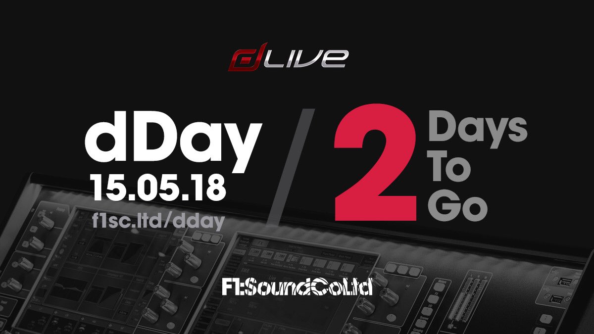 F1SoundCoLtd's tweet photo. With just 2 days to go until our #F1dDay event, we’re excited to announce we’ll be launching a 0% Interest Offer at the event on the purchase of #dLive desks (terms and conditions apply). Register to secure your place... https://t.co/CZaVGeGfEY https://t.co/0KRPZUda2M