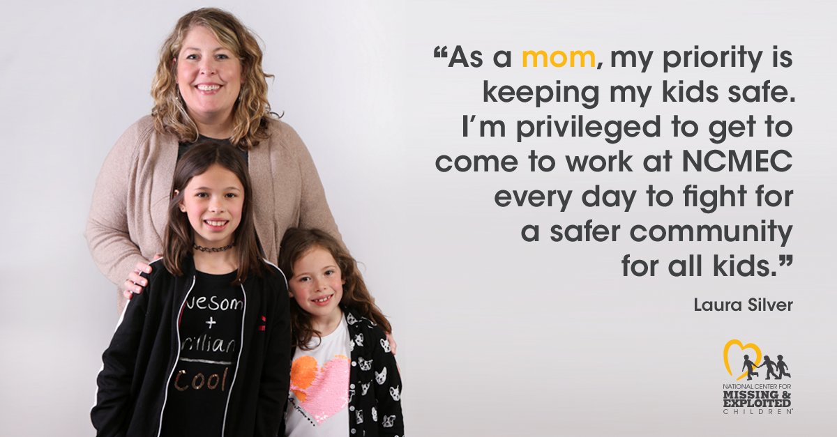 NCMEC's tweet photo. Protecting children is a responsibility we all share. Meet some of the dedicated moms at NCMEC who are making a difference in childrenโs lives as we celebrate #MothersDay. https://t.co/nsihNb7a5K