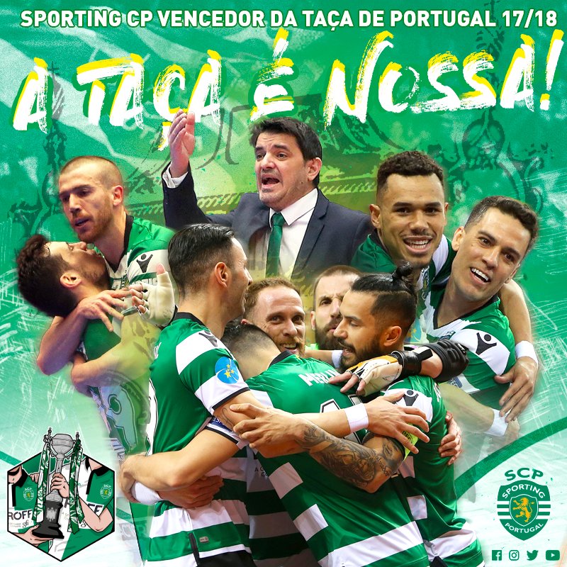SportingCP's tweet photo. JÁ É NOSSA!!! O #FutsalSCP bateu o GD Fabril por 6-2 na final e conquista assim a Taça de Portugal! 🏆 

Parabéns Leões! 💪🦁 https://t.co/yW1iO4Q0tj