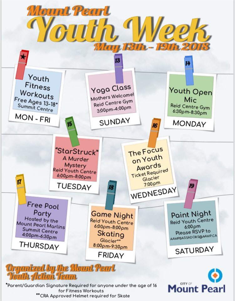 Youth Week has officially begun! Come to the Reid Centre today from 3:00-4:00 for a free yoga class! Hope to see you there!