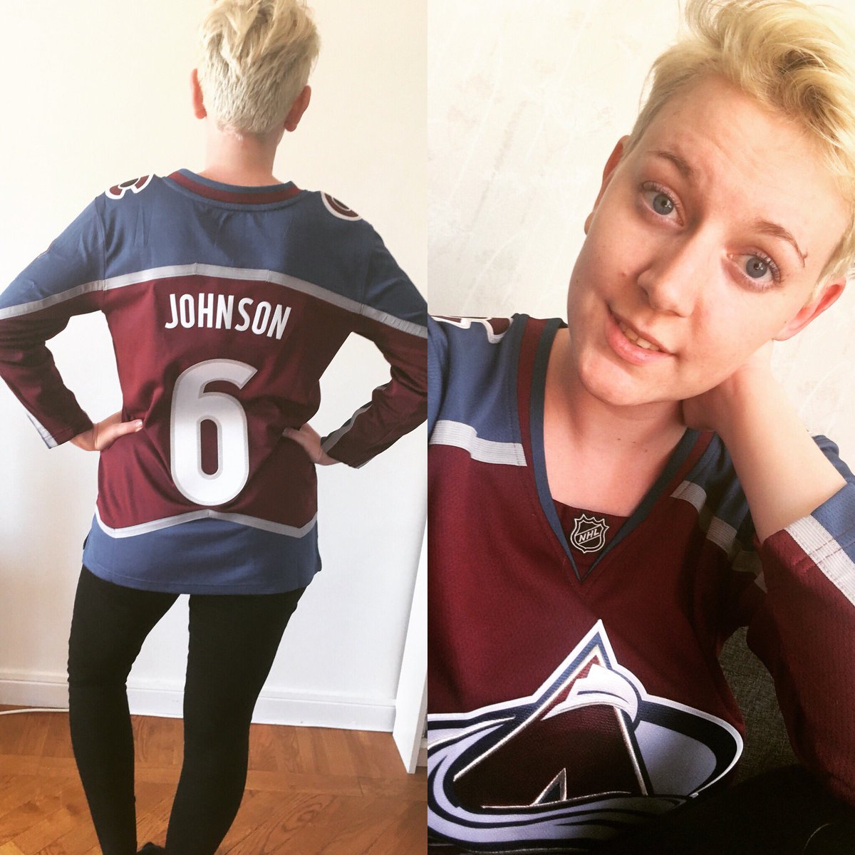 Viiiickan's tweet photo. Äntligen har jag min @6ErikJohnson Jersey (sorry Landeskog) 🙌🏻😎 TACK alla som jag fick denna underbara present av!❤️ nu fattas bara att någon gång åka till Denver och se @Avalanche in action 🏒😍 https://t.co/WStzxBipAF