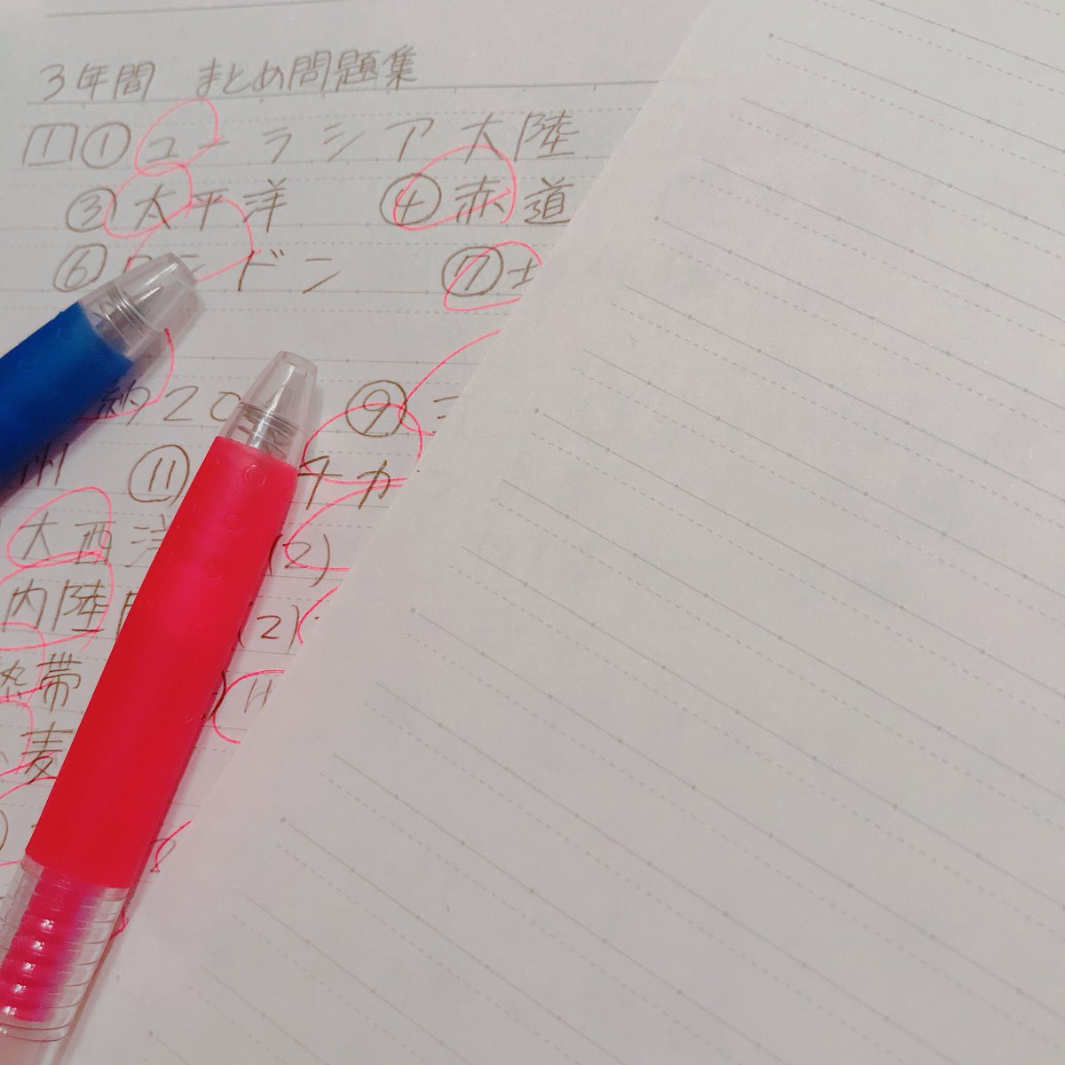 RISA284537341's tweet photo. 社会の地理やりました🌸
あと1時間くらいで北アメリカ 南アメリカ オセアニア 終わらせます🌈

このルーズリーフすごいおすすめです👇隙間ができてポイントとかを書く時            
     まとまってかける！ https://t.co/epSAW4uTH1