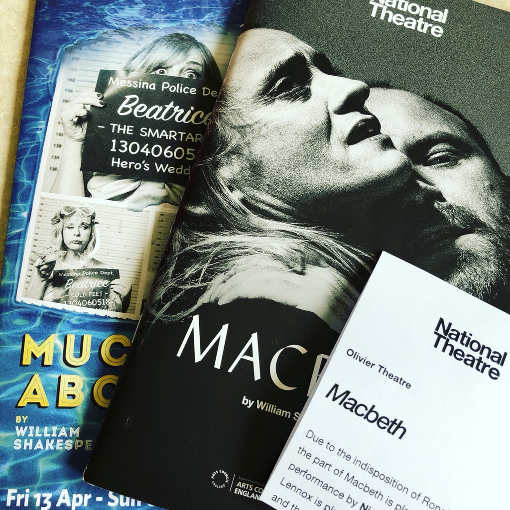 Bardbydesign's tweet photo. Two Saturday matinees in a row. Fantastic leading actors and great supporting casts. When it works, Shakespeare on stage is a thing of beauty! @Rosetheatre #MuchAdoAboutNothing was fab. 👏🏻 @NationalTheatre #ntMacbeth loved it! #theunderstudynailedit #shakespeare 👏🏻👏🏻👏🏻 https://t.co/2uBcvXtIKV