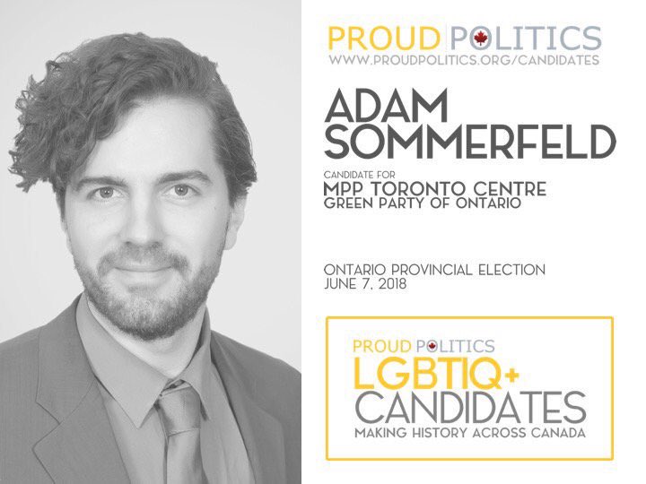 ProudPolitics's tweet photo. Meet @AdamforTOCentre, the @OntarioGreens candidate for #torontocentre. Support Adam’s campaign by #volunteering, #donating, & req a lawn sign at https://t.co/3KCha31cF3! #ONpoli #onelxn #gpo #ONgreens #RepresentationMatters #LGBT #Leadership #Toronto https://t.co/IigVUPF9dJ