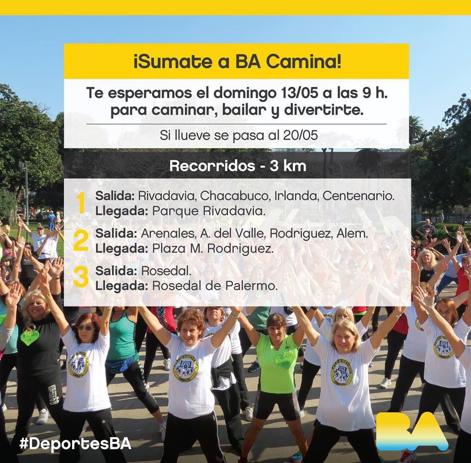 MatiasLopezBA's tweet photo. Empezó el #BACamina!!!
Súmate a algunos de los recorridos y viví un día a plena acción junto a @DeportesBA !!
#BACiudadActiva https://t.co/5faXRJMFyG