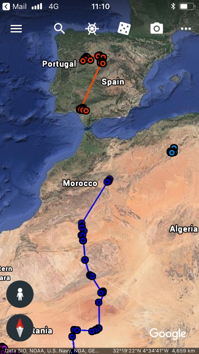 Beatrice (D Blue) has made more progress, Mediterranean crossing next.
