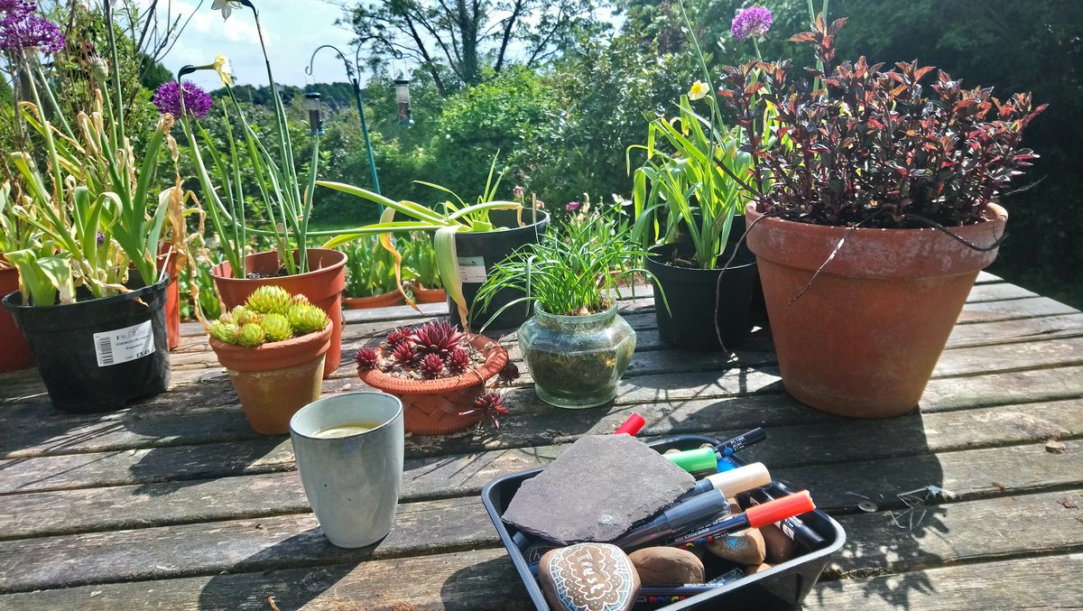 HomeontheHillUK's tweet photo. #art #decoratedstones and #tea #herbal tea #raspberryleaftea in the #garden #gardening #organicgardening #permaculture #Warwickshire https://t.co/vIFQ8MmylH