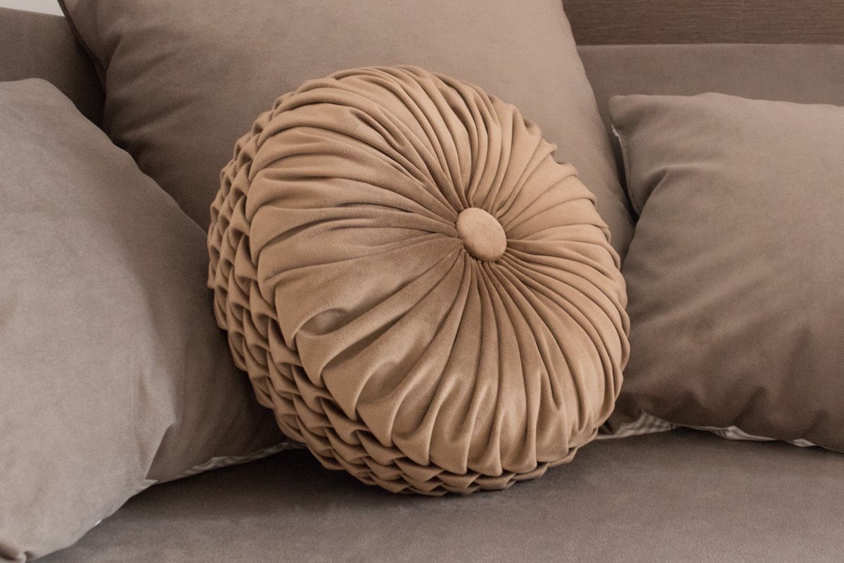 Excited to share the latest addition to my #etsy shop: Decorative velvet cushion  13" | Round pin tuck velvet pillow  etsy.me/2rF8aT3 
#decorativepillow #etsy <a href="/Etsy/">Etsy</a> #handmade #canadian #cushion