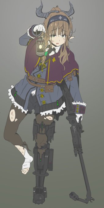 所属していた狙撃部隊が全滅し、一人生き残った新兵はやっとの思いで戦場を抜け出し自軍へと向かう。そんな中、彼女はジャングルで倒れている一人の少女を見つける。
【マント 角 灯り 脱走兵】のキャラクター
#キャラデザ版深夜の合同お題合宿 