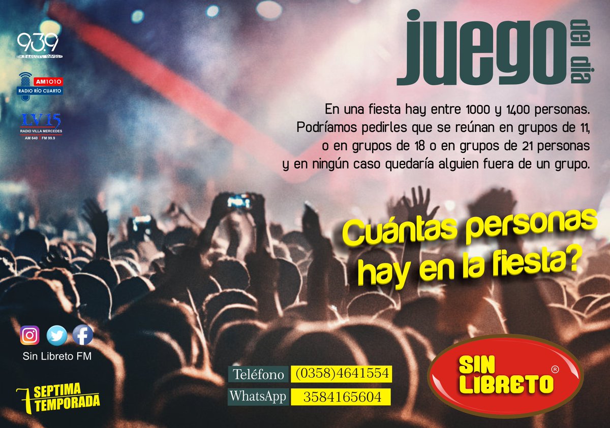 sinlibretofm's tweet photo. Hasta las 13 hs estamos en vivo, respondé al acertijo y participá por más de 12 premios #SinLibreto #JuegoDelDia #AM1010 #RadioRioCuarto #FMRanquel https://t.co/1N5VrO9jCo