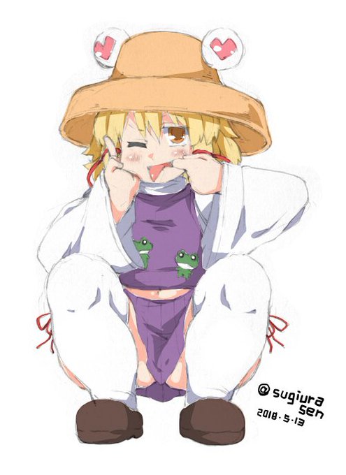 ちょっとワルそうな諏訪子様描きました
#深夜の真剣お絵描き60分一本勝負 