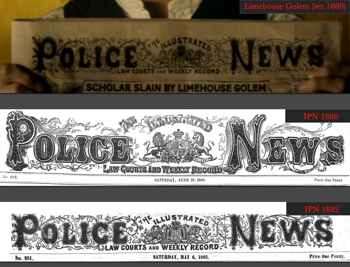 Let's take a closer look. Like the props in The Greatest Showman, the date has been omitted. Ackroyd's novel is set in 1880, which means that the film used the wrong masthead for the IPN. It didn't look that until May 1882. But this isn't a deal breaker, even for me!