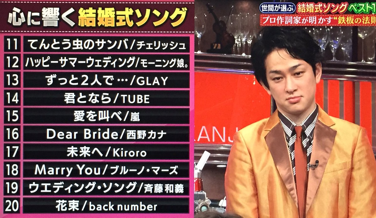 Mako در توییتر 結婚式ソングbest10 19位 斉藤和義 関ジャム