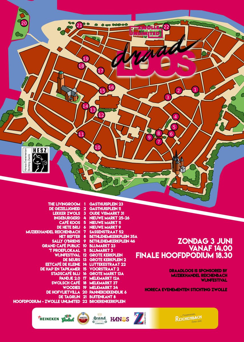 Markantus's tweet image. ZONDAG 3 JUNI: locaties #DRAADloos bekend! Hét straatmuzikantenconcours van #Zwolle.
Bekijk vast je favoriete stek!

Mogelijk gemaakt door: @HESZwolle @mzhreichenbach @Wijnfestival038
@ZwolleUnltd 

Artwork: @Markantus 

#unplugged #muziek #concours #festival #artists #party
